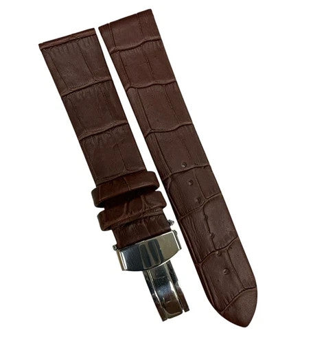 16MM 18MM 20MM 22MM 24MM BROWN WATCH BAND Alligator Grain Deployment Clasp
