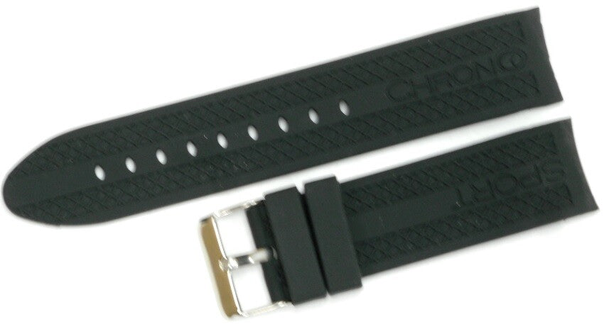 CURVED END SILICONE WATCH BAND, RUBBER STRAP 22MM