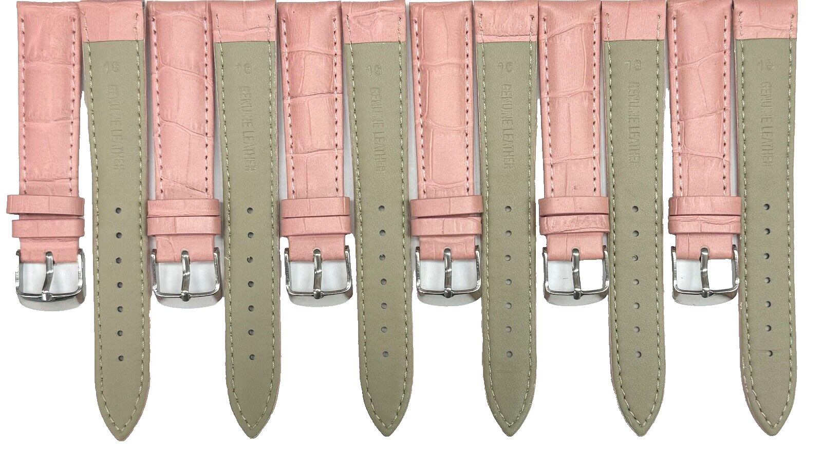 18 MM Pink Genuine Leather Alligator Grains Watch Band (lot of 6) (Good Quality)
