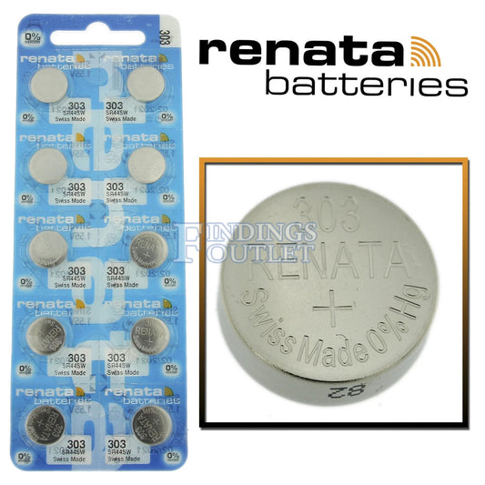 Ten (10)  Renata 303 Watch Battery SR44SW  SWISS MADE, 0% MERCURY