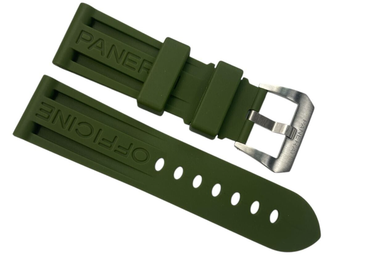 New Watch Band 24mm Rubber Strap ARMY GREEN Color for PANERAI OFFICIAL