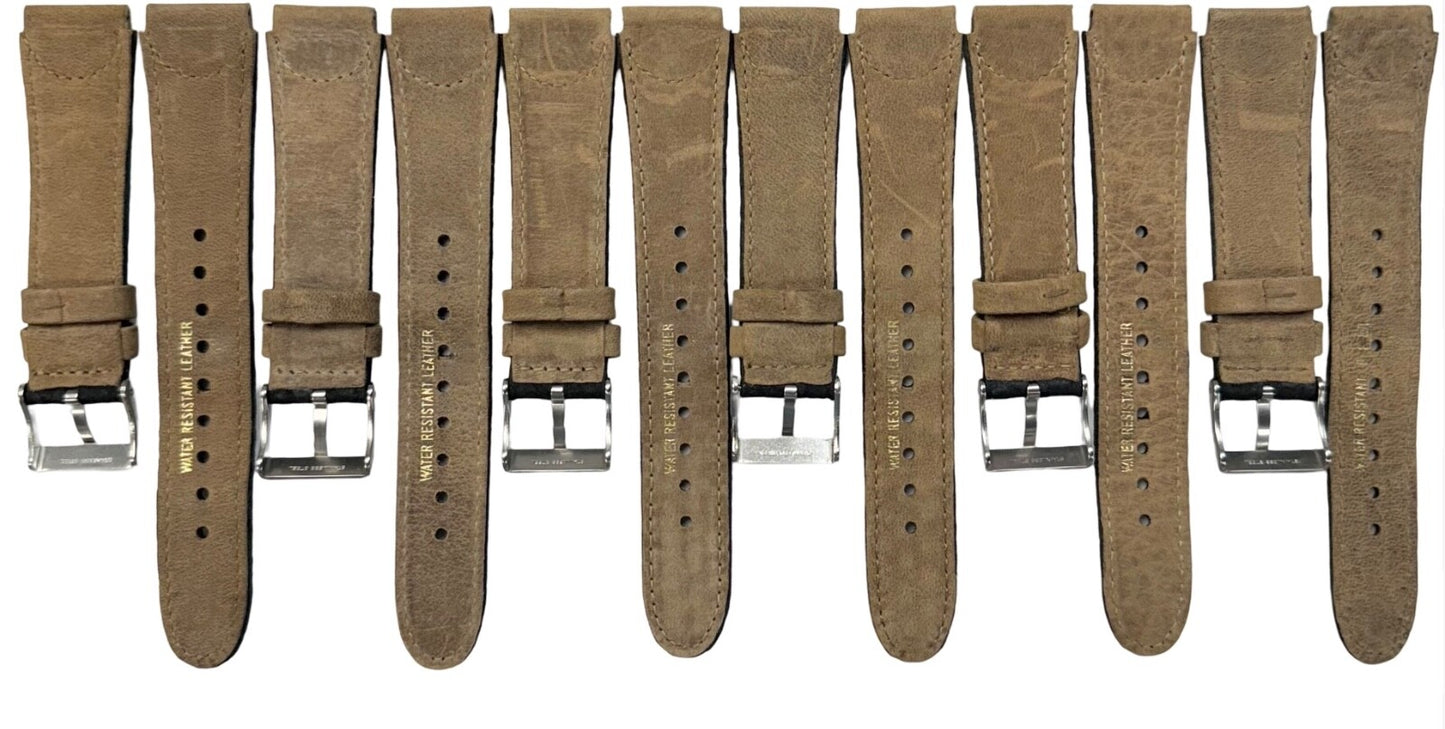 18 MM  Black Genuine Leather Watch Band with stitches and bumps (Lot of 6 bands)