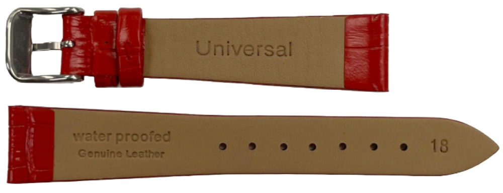 Lot of 6PCS Candy Red Leather Flat Unstitched Alligator Grain Watch Band 18MM