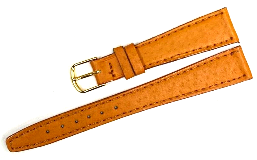 Watch Band TAN Color Genuine PIGSKIN Grain Flat, Stitched 14mm (A1 Quality)