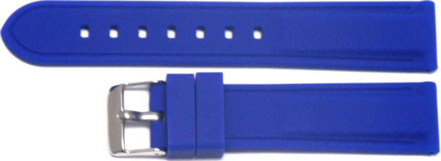 20 MM Blue color Silicone watch band silver buckle with spring bars