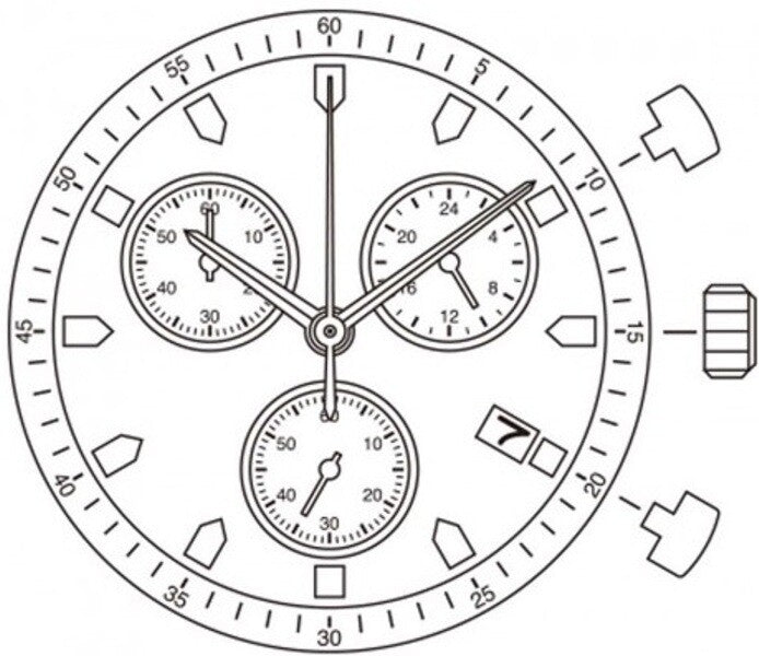 Watch Movement Quartz .Miyota/Citizen FS00 Date at 4 Chronograph