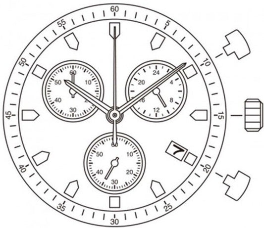 Watch Movement Quartz .Miyota/Citizen FS00 Date at 4 Chronograph