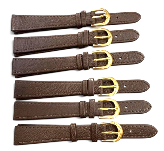 (set of 6) Quality Genuine Leather Brown Color Watch Band -12,14mm
