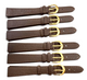 (set of 6) Quality Genuine Leather Brown Color Watch Band -12,14mm