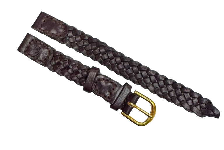 10MM, LOT OF 6 WATCH BANDS BRAIDED BROWN GENUINE LEATHER