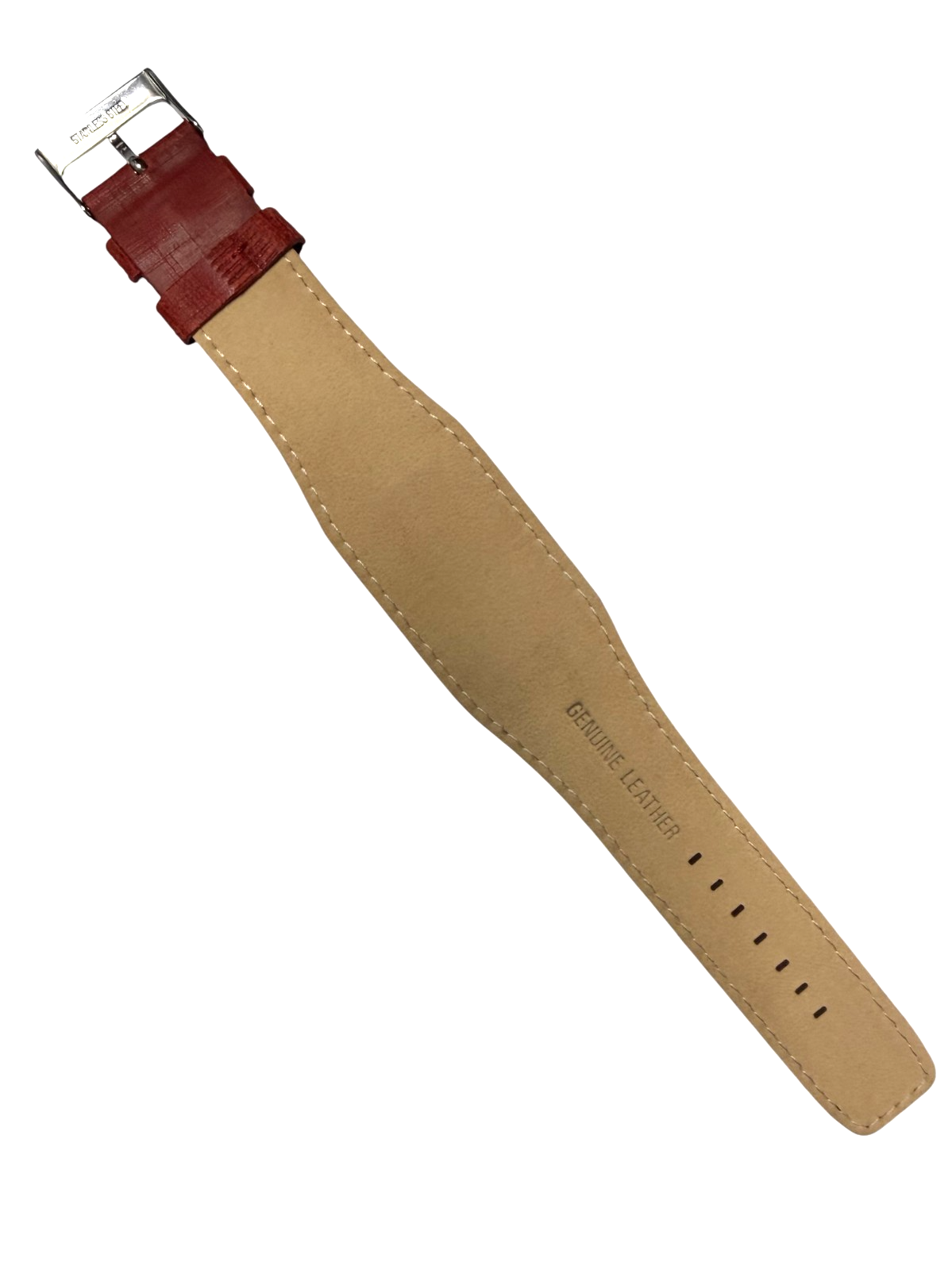 22mm Genuine Leather Watch Band Red for Fossil & Guess Watches