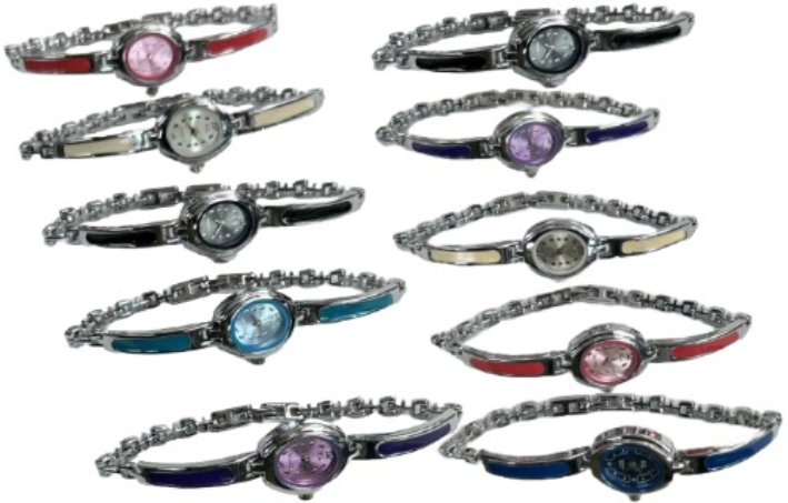 10pcs Set Women's Fashion Steel Band A01 Quartz Watch Multi-Color Bracelet