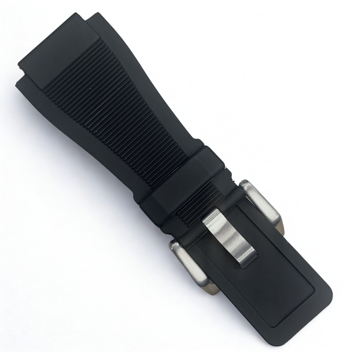 Black Rubber Strap - 33mm Band 24mm Lug | Stainless Steel Buckle for Bell & Ross