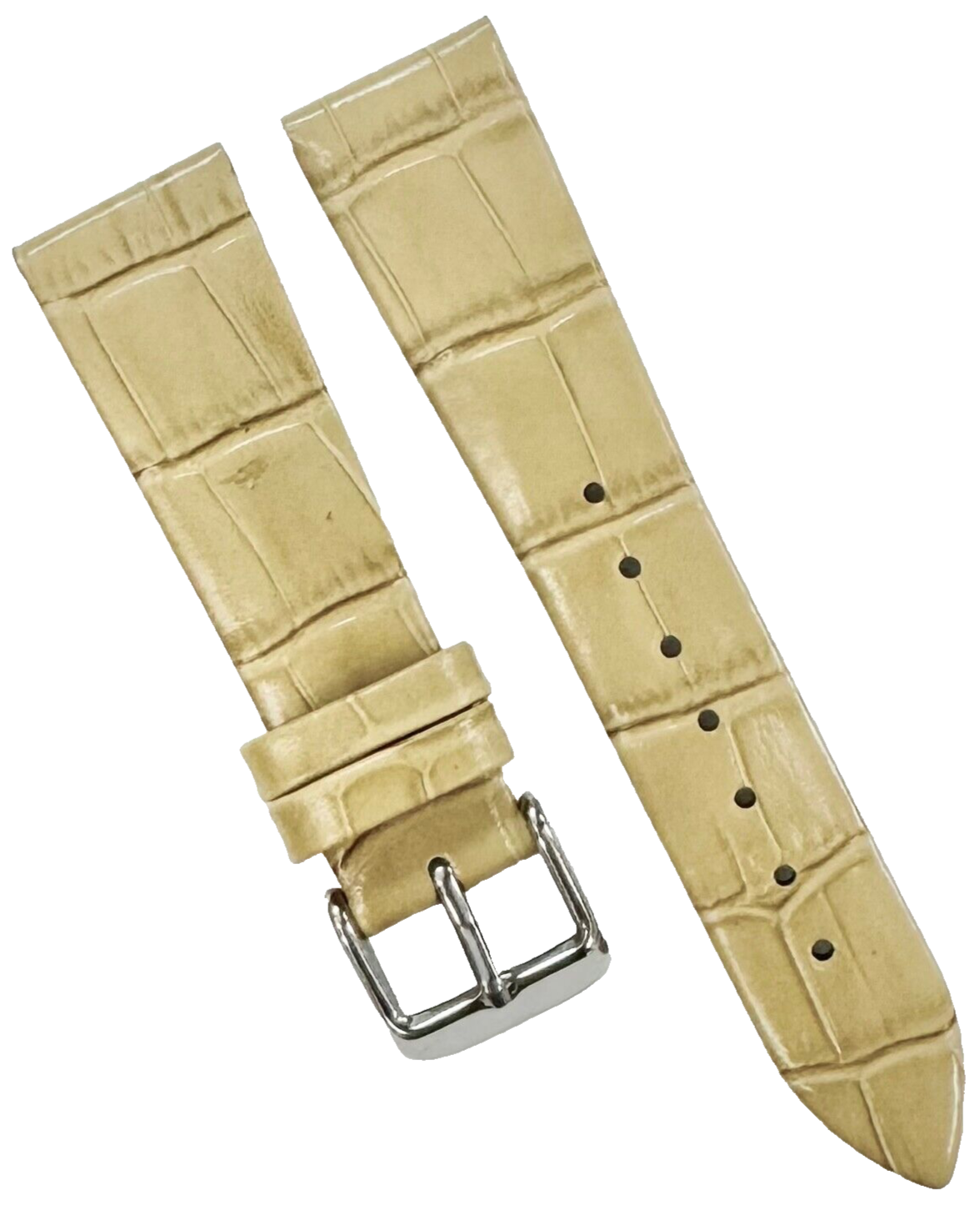 New Watch Band Beige Genuine Leather Alligator Grain (Flat, Short) 20x16MM