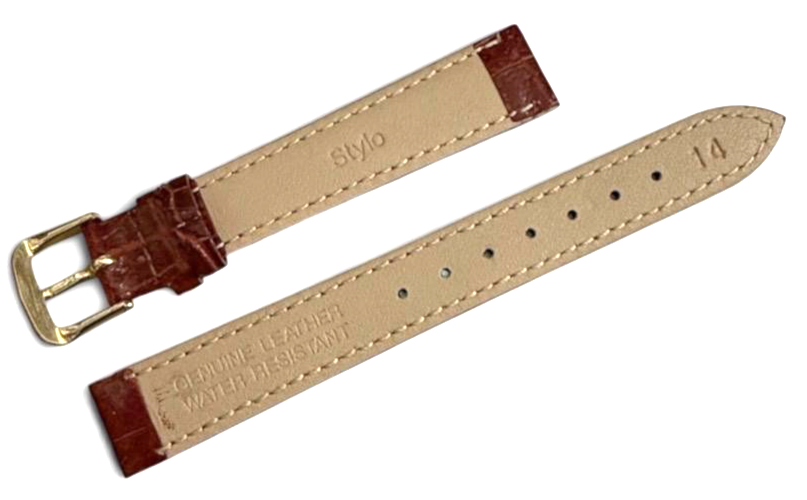 (set of 6) Watch Band D.RED color Genuine Leather Crocodile Grain Padded- 14mm