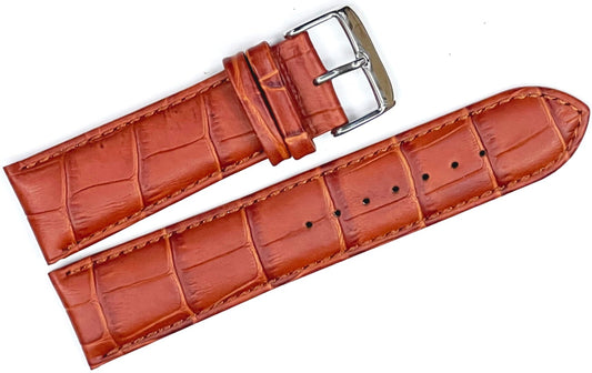 24 MM Genuine Leather Aligator Padded Light Brown Watch Lot of 6 Bands