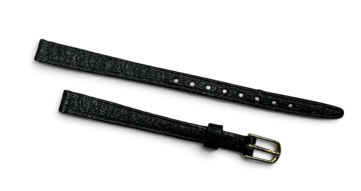 New Hirsch-SADDLE Black Saddle Leather Watch Band 8mm Gold Buckle