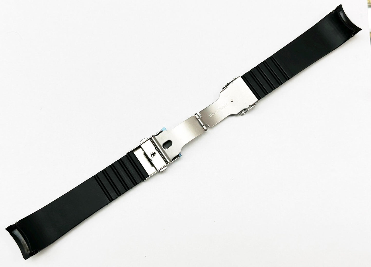 Watch Band Silicone Black With Flip Buckle Clasp 22MM Curved Ends (BEST QUALITY)