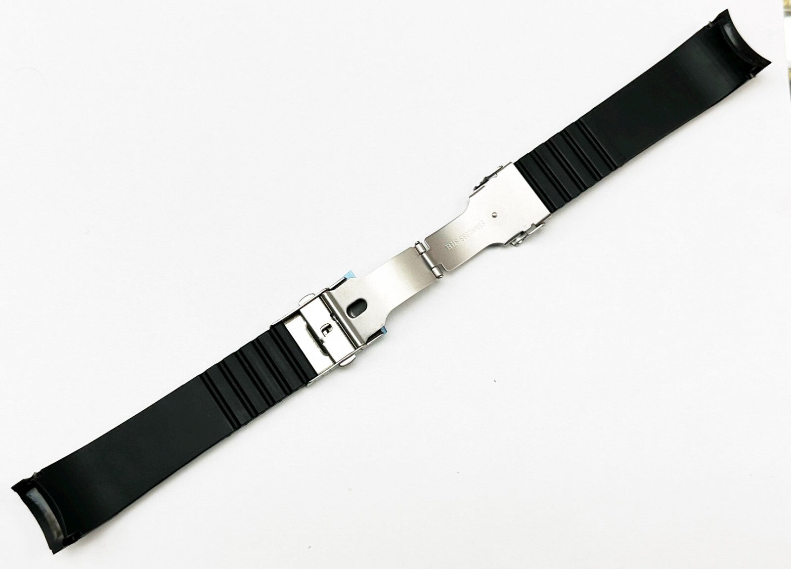 Watch Band Silicone Black With Flip Buckle Clasp 22MM Curved Ends (BEST QUALITY)
