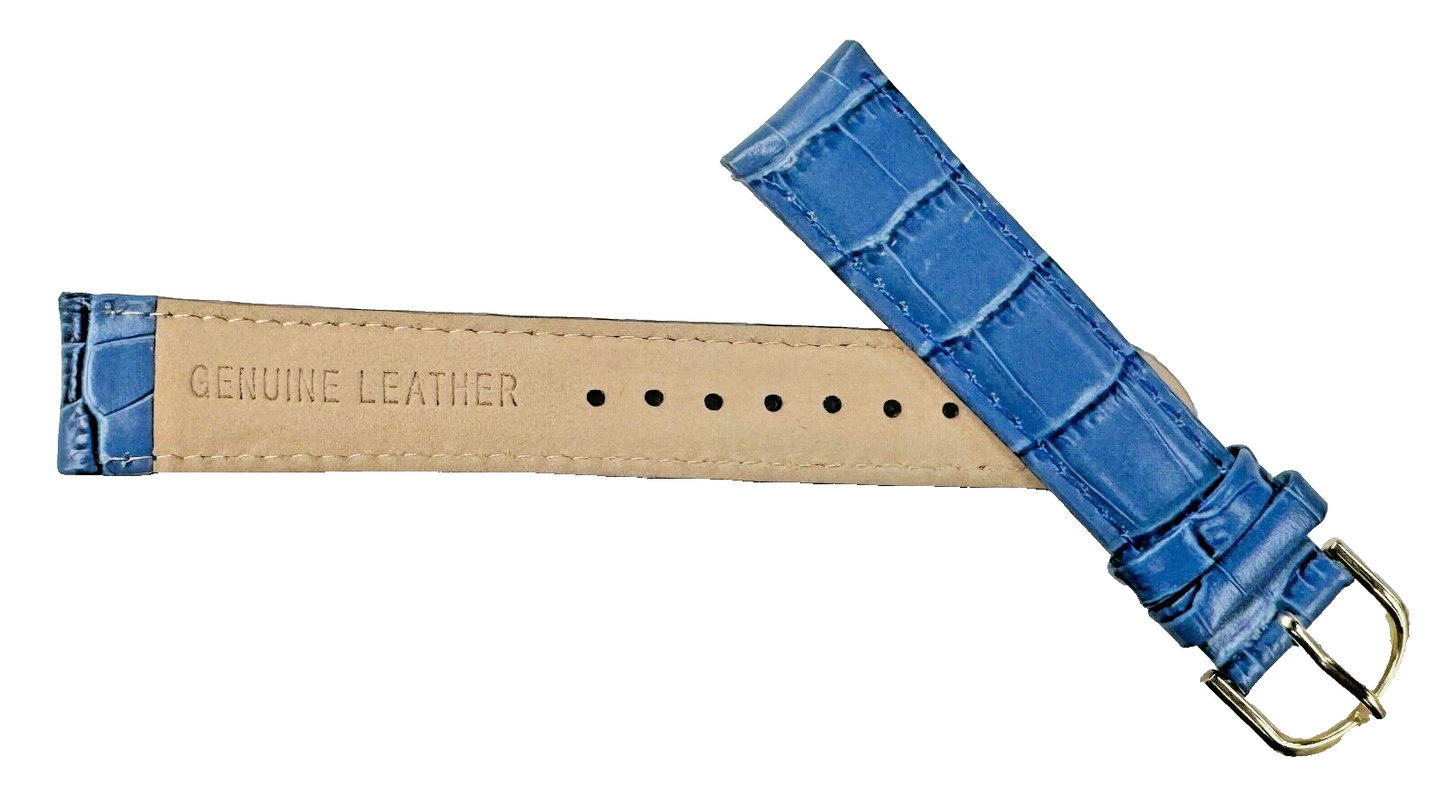 Watch Band Blue Genuine Leather Alligator Grains  Padded 18 MM  Best Quality