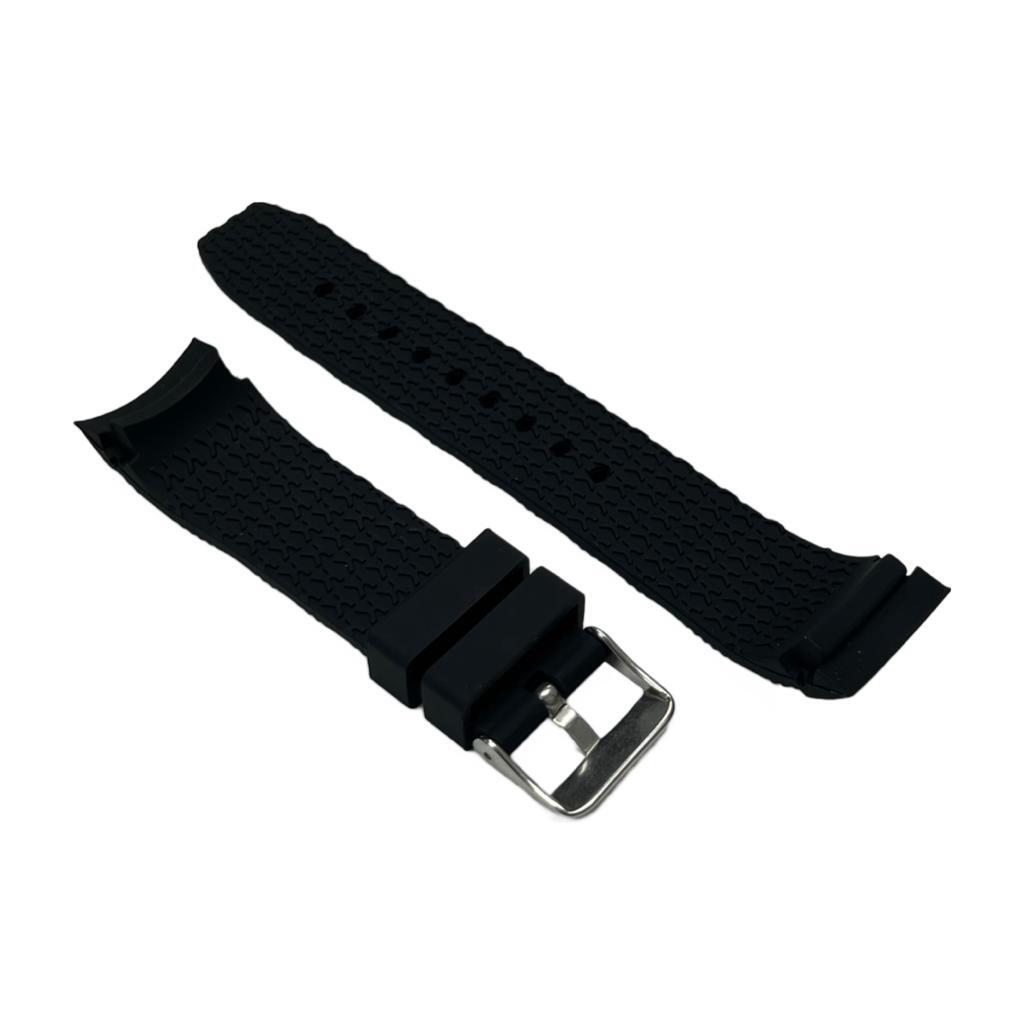 CURVED END DIAMOND TEXTURED SOFT RUBBER SILICONE SPORT WATCH BAND 22MM