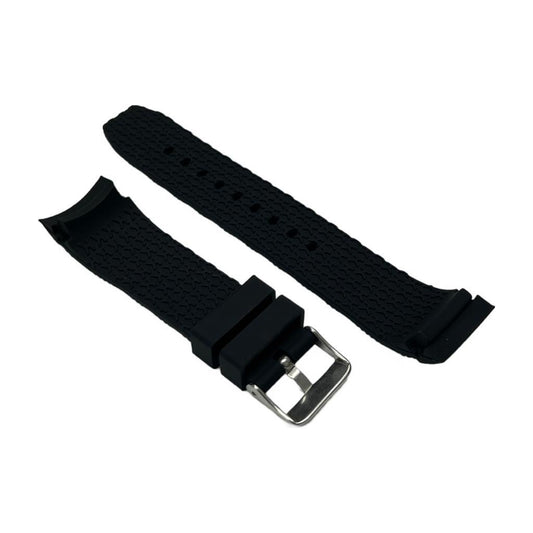 CURVED END DIAMOND TEXTURED SOFT RUBBER SILICONE SPORT WATCH BAND 22MM