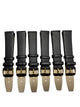 6 Piece 18mm Genuine Leather Black Watch Band – Slim Flat Grain Strap (Lot of 6)