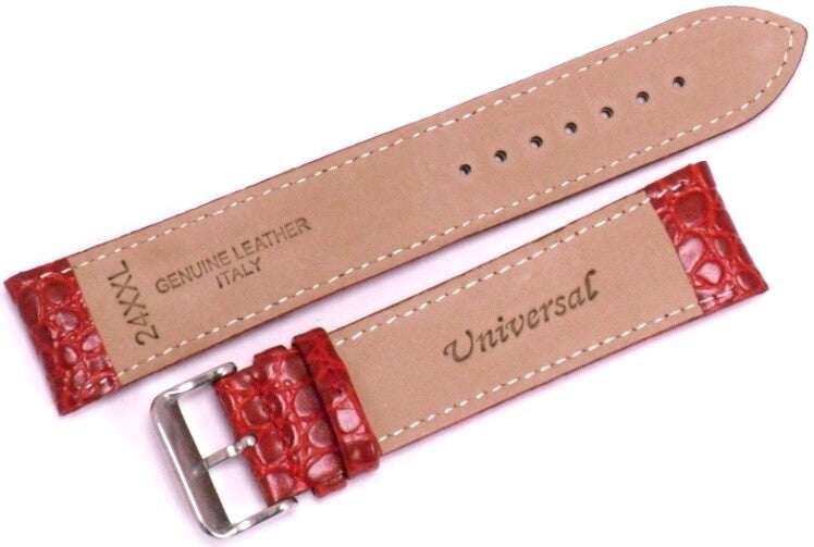 Watch Band Genuine Leather Red Crocodile Grain Padded,Stitched 30mm (A1 Quality)