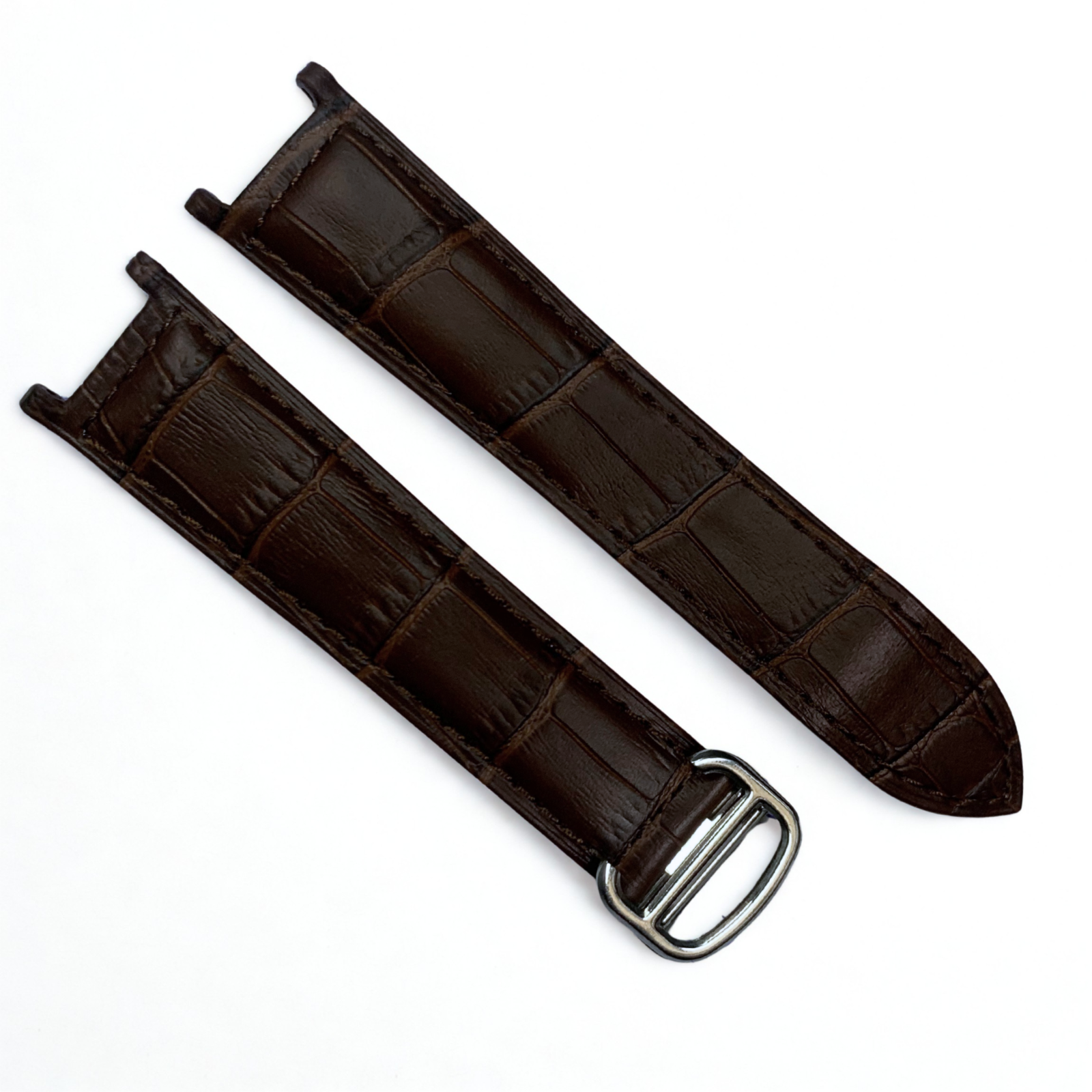 High-Quality Brown Leather Watch Band – 21mm for Cartier Watches | Steel Clasp