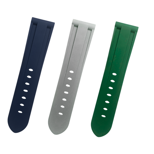 Panerai-Style 24mm Silicone Watch Band - Navy, Green, Grey|Comfortable & Durable