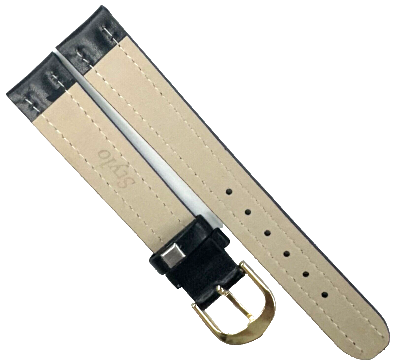 Unique Designed Watch Band Black Genuine Leather 16MM