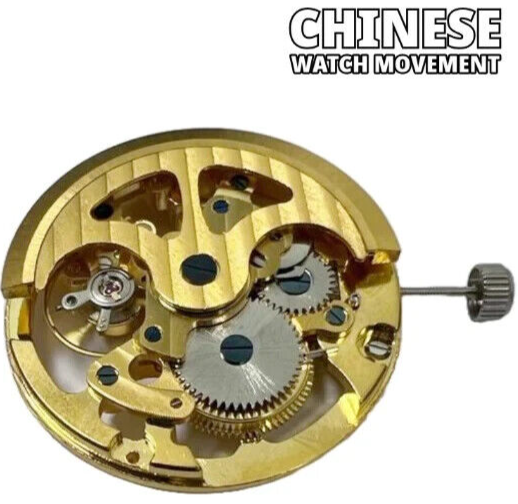 Automatic Skeleton Chinese Watch Movement G3212 3Hands Overall Height 7.6mm