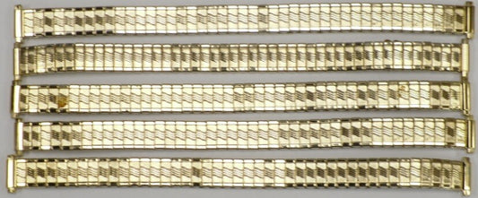 Lot of 5 Watch Bands Gold-Tone Stretch Stainless Steel fit Women Watch 9-12MM