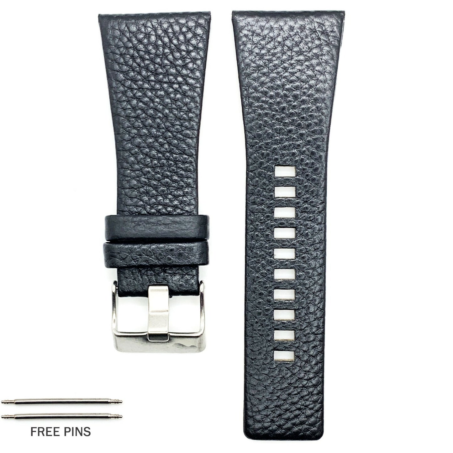 22 to 34 MM Genuine Leather Watch Band fits Diesel Watches Black and Brown Strap