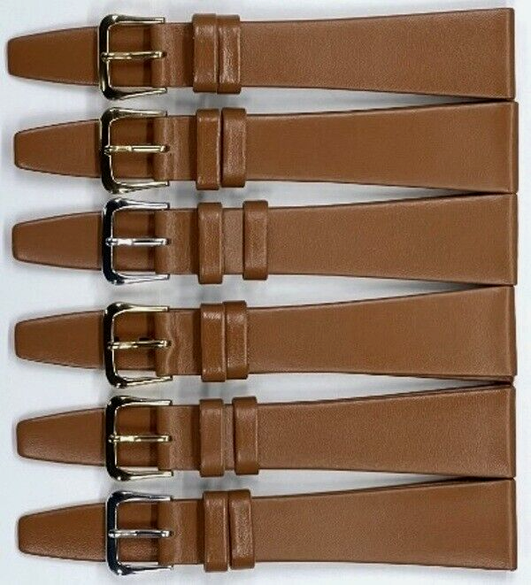 Lot of 6pc.Watch Bands Tan Genuine Leather Plain Flat 20mm ( Super Quality)