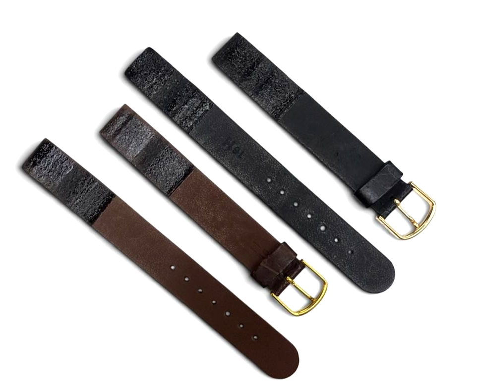 16 mm GENUINE QUALITY CALF LEATHER WATCH BAND GOLD BUCKLE-OPENEND -MT-16