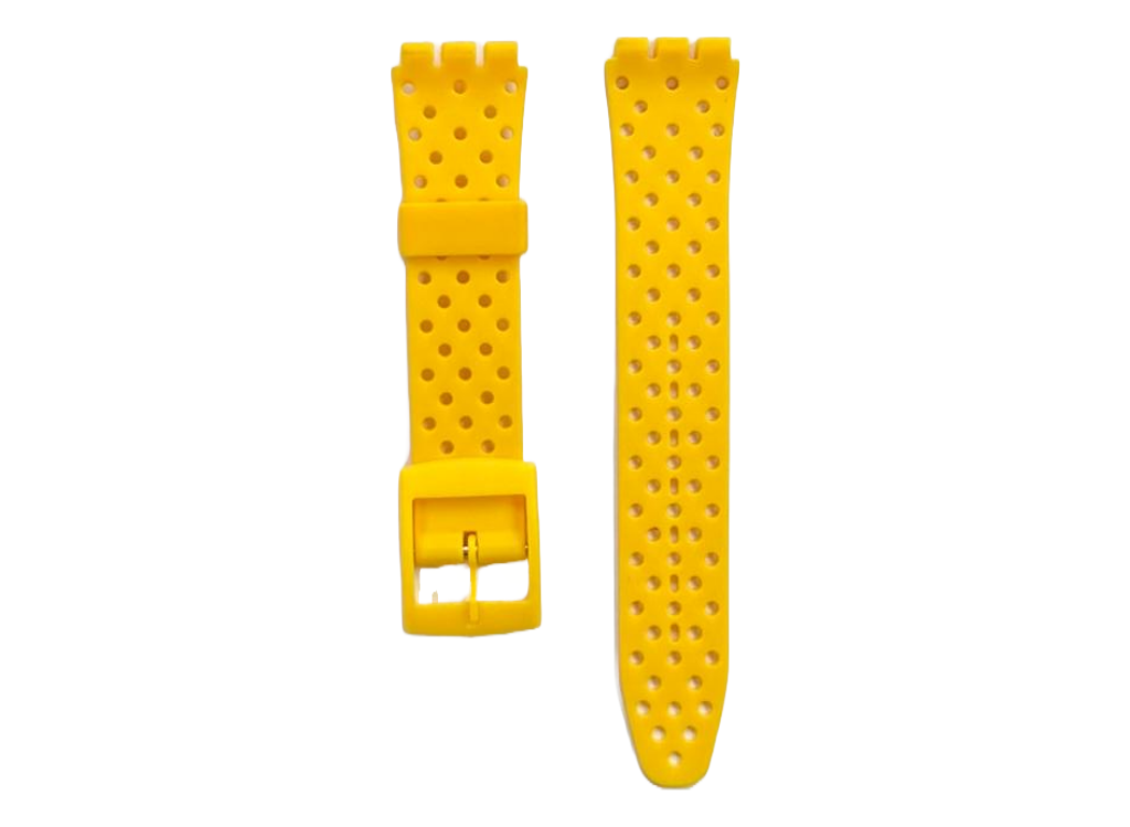 Swatch Replacement Plastic PVC Watch Band Flat with Holes without Pins 17mm