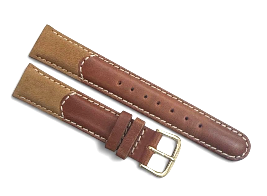 High-Quality Genuine Leather w/ white stich Watch Strap Band 18mm