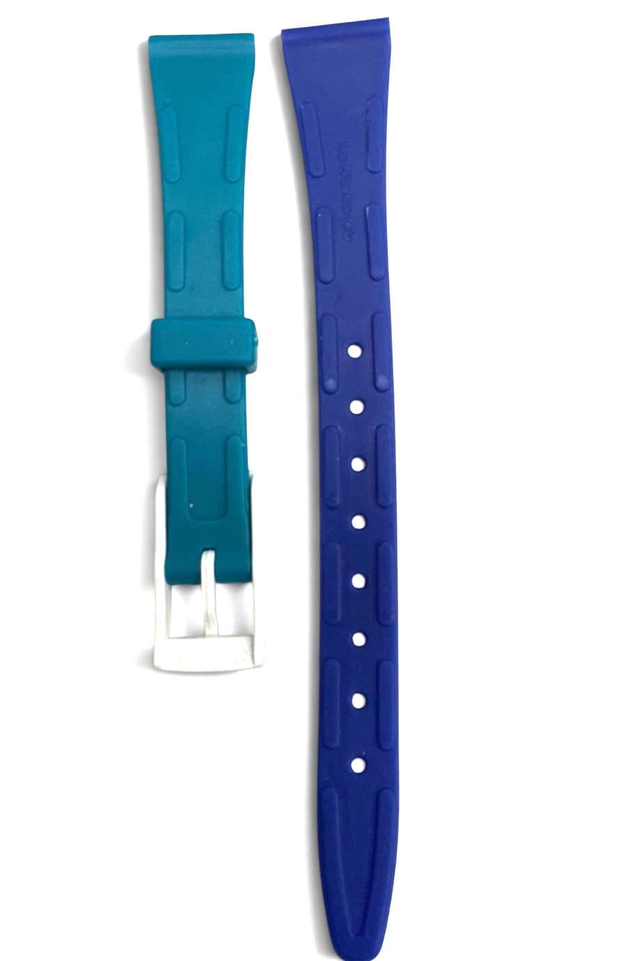 14MM PLASTIC PVC WATCH BAND TWO TONE BLUE COLOR WITH ALPHABET DESIGN