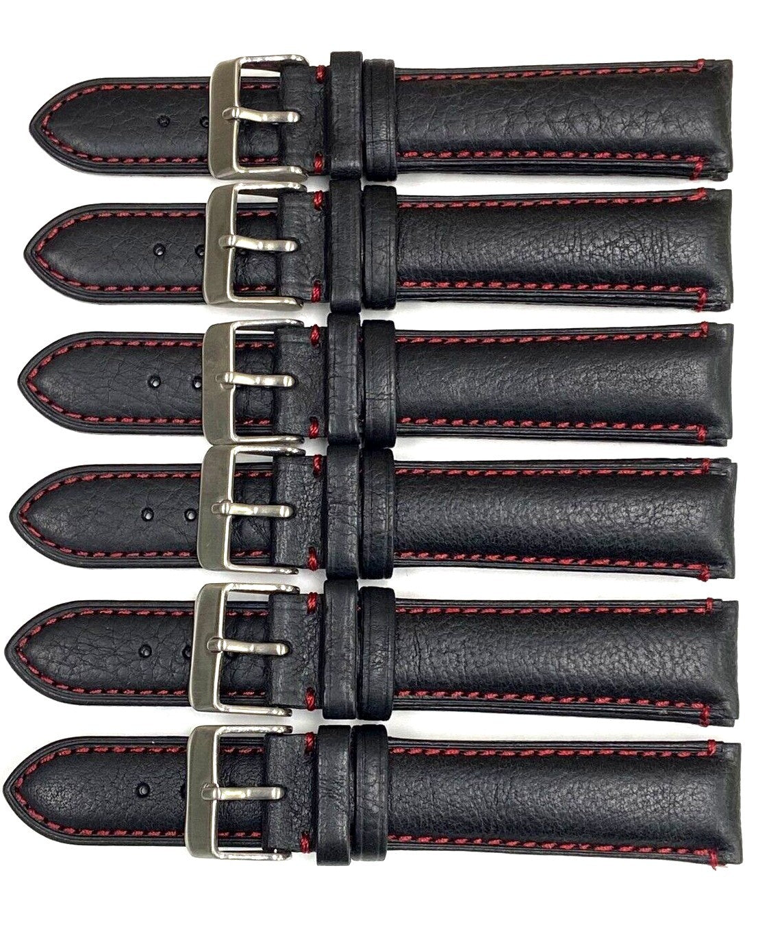 Excellent Quality, Watch Bands Genuine Leather Plain PADDED, Stitches Black 19MM