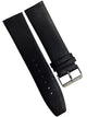 22mm Genuine Leather Black Watch Band – Slim Flat Grain Strap Gold/Silver Buckle