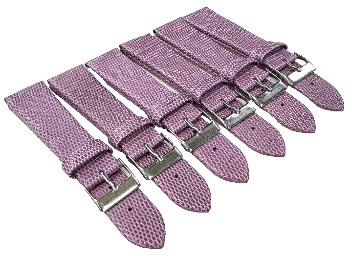 Watch Band Genuine Leather Purple Lizard Grain Flat 24*18mm,Lot of 6 bands