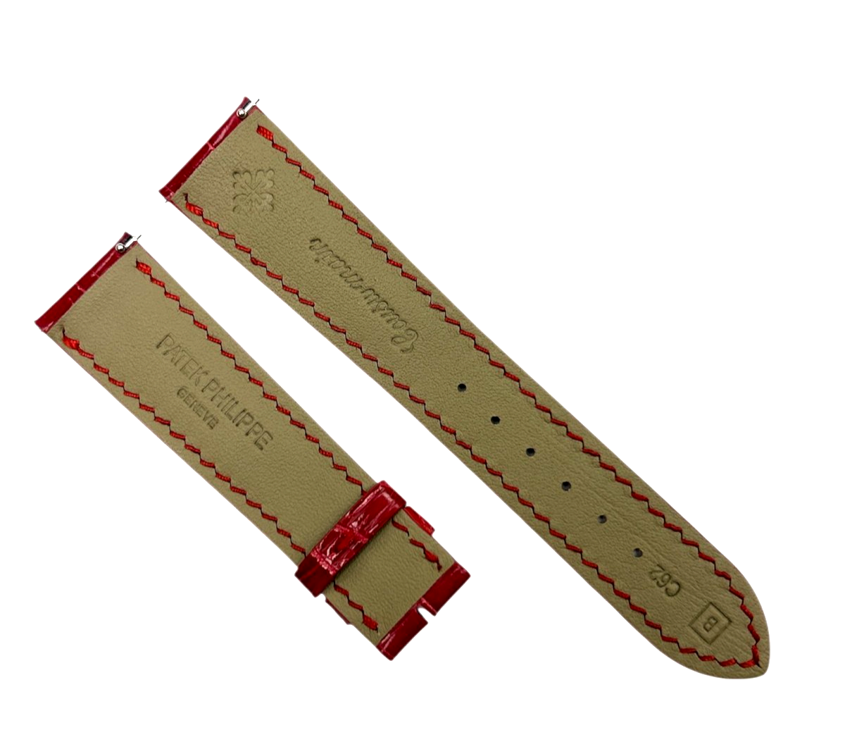 Genuine Patek Philippe Red Alligator Leather Band - 22mm x 16mm