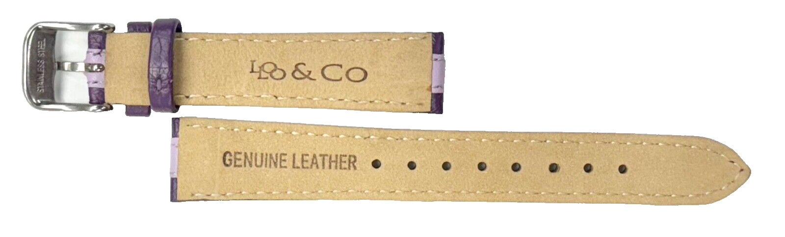 LO&CO Watch Band 16mm Regular Purple Genuine Leather  Stitched, Padded (Lot of 6