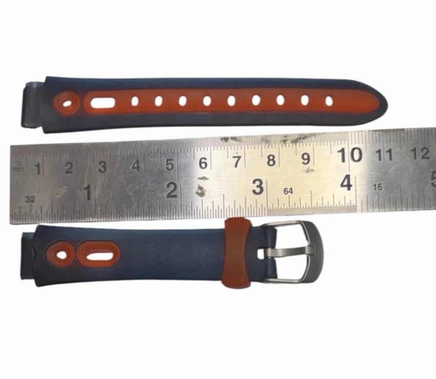 13MM RUBBER WATCH BAND BLACK & orange COLOR DESIGN