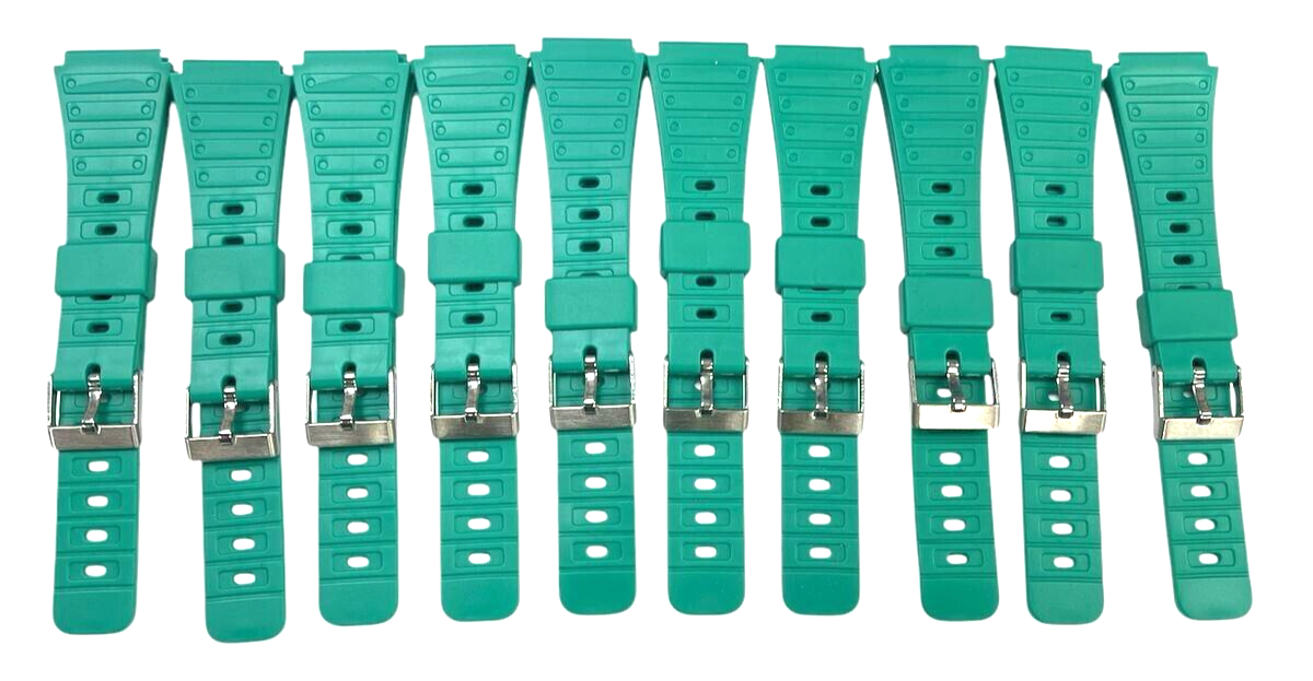 Lot Of 10, 20MM PVC Plastic green Watch Band Replacement for CASIO & Others