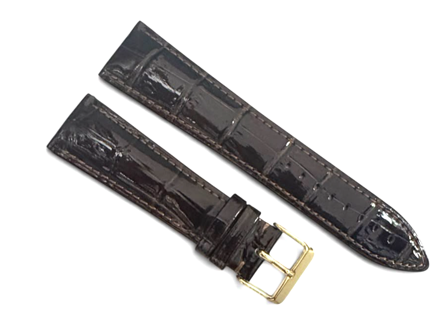 22mm D.Brown Designer Alligator Genuine calf Leather Watch Strap Band