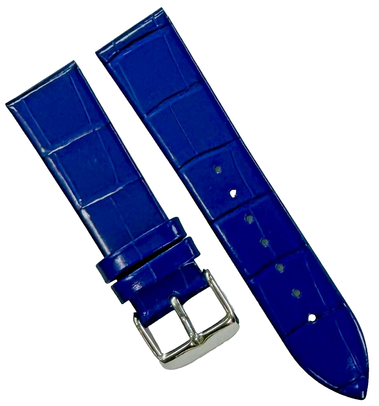 Best Quality, Watch Band Short 20MM Genuine Leather D. Navy Alligator Grain Flat