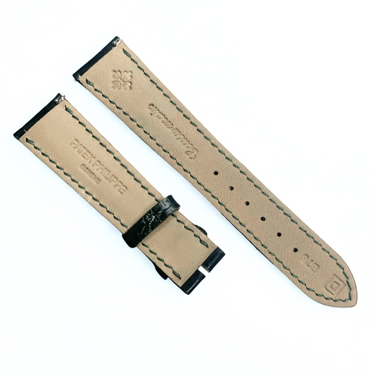 OEM Patek Philippe Black Alligator Leather Watch Band - 18mm x 14mm