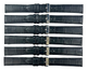 Lot of 6 Watch Bands Black Genuine Leather Alligator Grain Flat Stitches 18x16mm